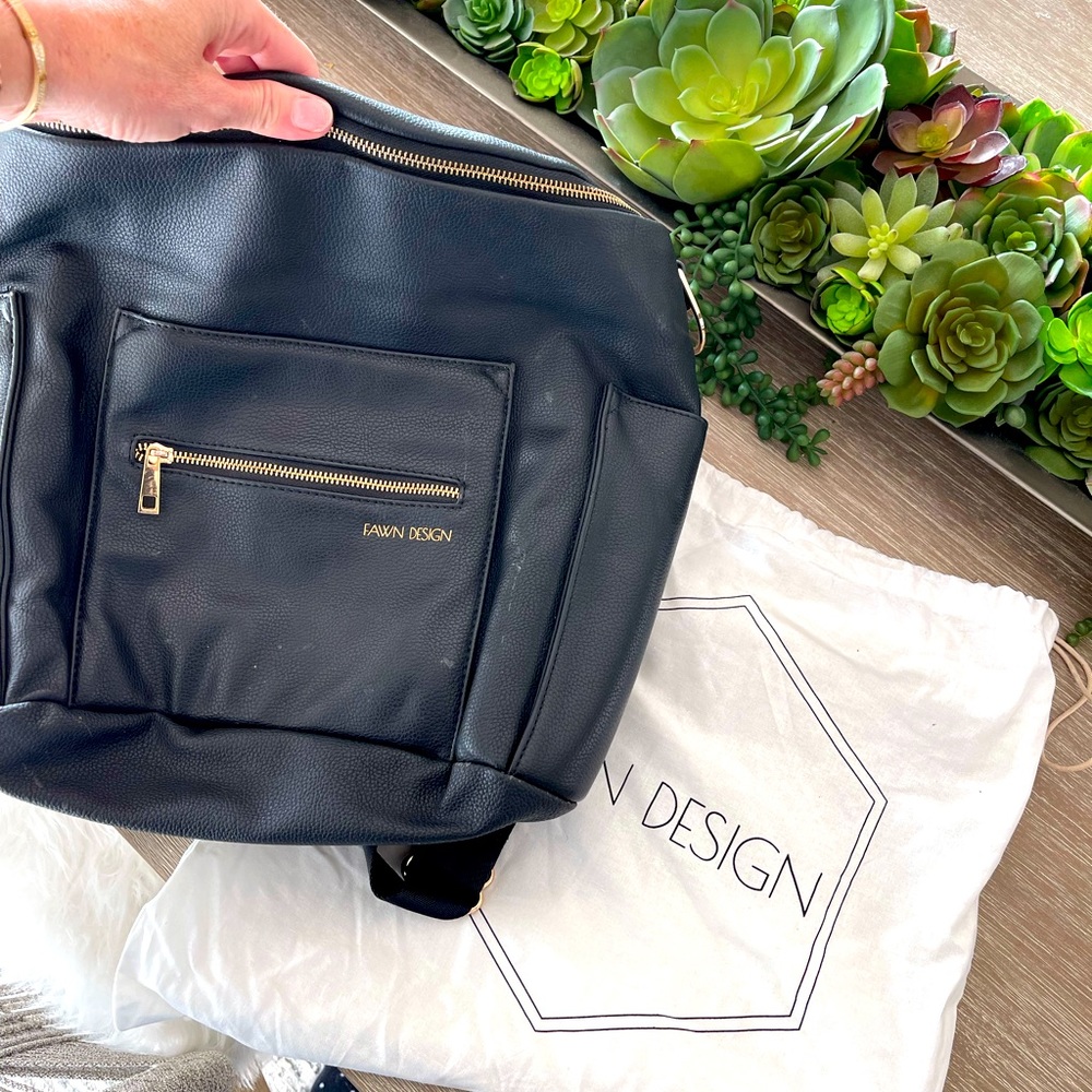 Fawn Design diaper bag purse- black leather
